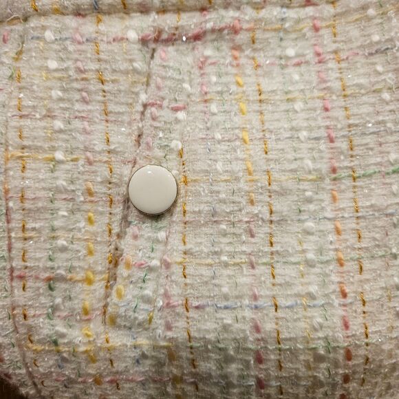 Janie and Jack Ivory Tweed with Yellow and Pink Stirpes Shorts Girl Size 7 NWT - Picture 2 of 5